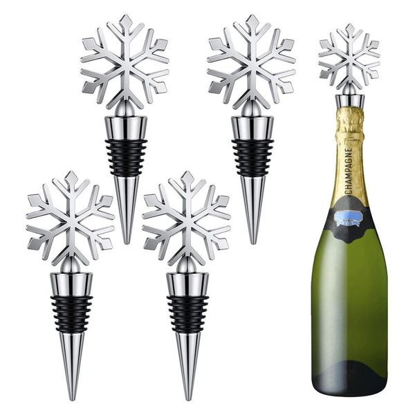 New floco de neve Bottle Bottle Plug Startper Liga de Zinco Vinho Cork Casamento Favores Reutilizáveis ​​Capa De Vinho Cork Bar Ferramentas