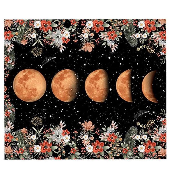 

tapestries moon phase tapestry for wall hanging, moonlit vine and flowers decor room (51.2inch x 59.1inch)