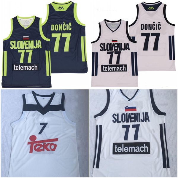 

ncaa university slovenia dunsea sewing sweatshirt city jerseys swingman new shirt luka #7 slovenia real madrid euroleague basketball jersey, Black