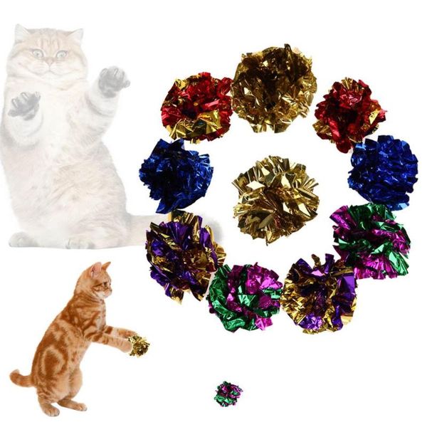 

cat toys 12pcs colorful ring paper toy mylar balls sound kitten play