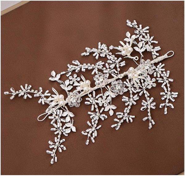 

silver color crystal pearl wedding headband tiara bridal headpiece hairband head hair jewelry wedding hair accessories qylnzd