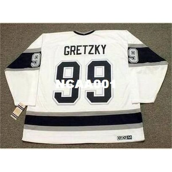 

668 #99 wayne gretzky los angeles kings 1993 ccm vintage home hockey jersey or custom any name or number retro jersey, Black