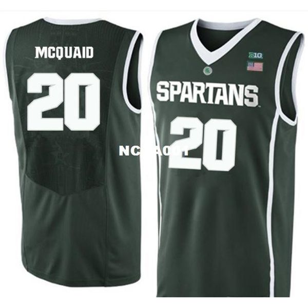 

vintage 21ss michigan state spartans matt mcquaid #20 basketball full embroidery size s-4xl or custom any name or number jersey, Black