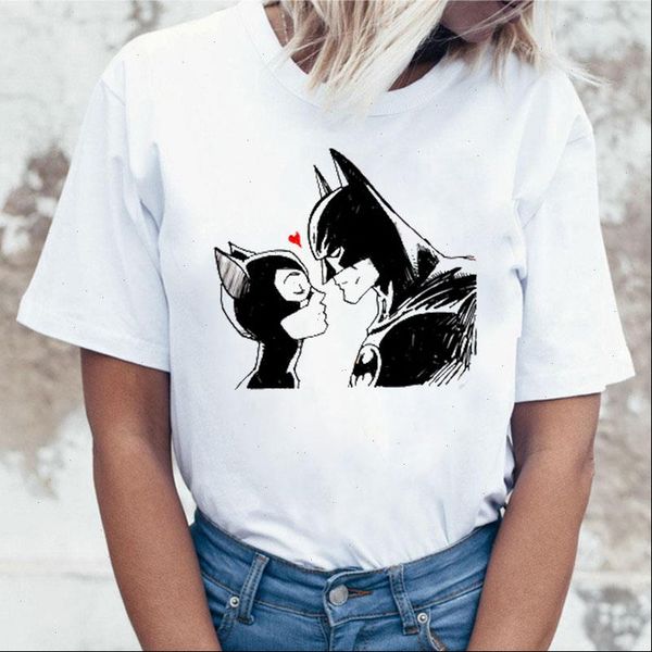 

funny kiss print tshirt short sleeved o neck summer short sleeve funny t shirts women ulzzang harajuku couple tees, White