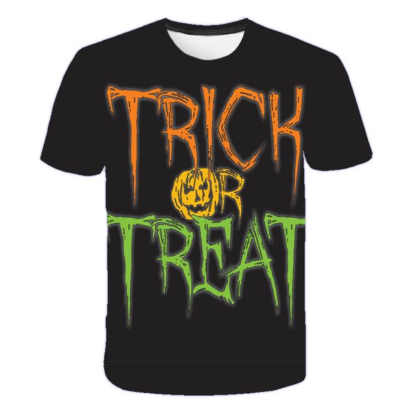 

childrens selling fashion cartoon letter print t-shirt girl boy original halloween 3d printing pattern childrens clothing, Blue