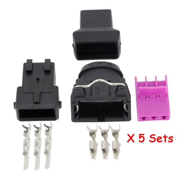 5 conjuntos de 3 pinos feminino e macho conector de fio elétrico para conectores automotivos EV1 DJ7031-3.5-11 / 21