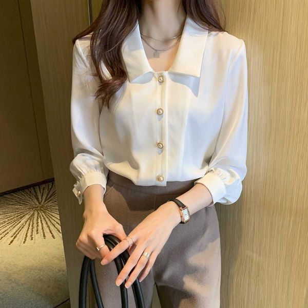 

women's blouses & shirts spring 2021 professional french shirt long sleeve design niche foreign chiffon, White