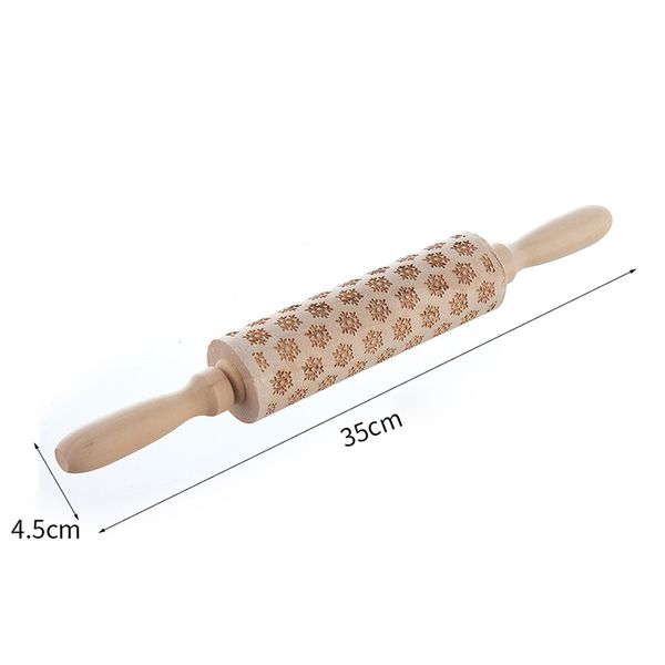 Rolamento de Natal Gravado Gravado Madeira Esculpida Embsed Rolling Pin Kitchen Ferramenta Dog Bride Pegada Pegada Gravada Roller