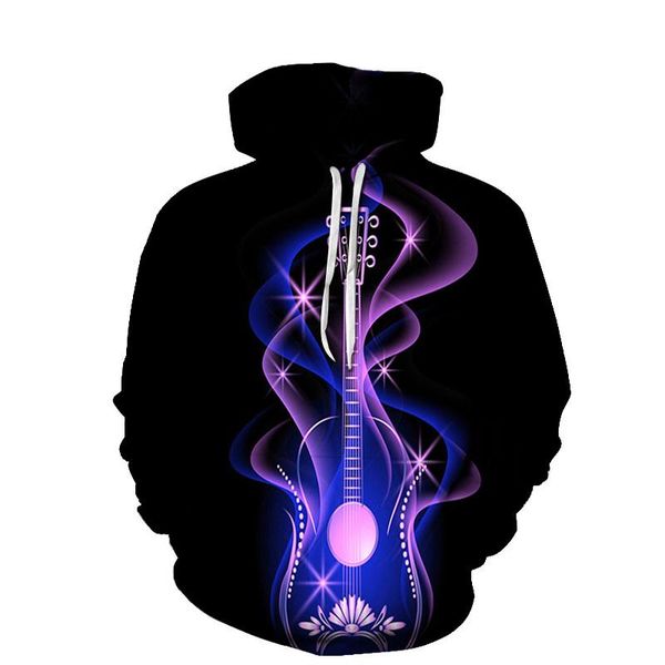 

men's hoodies & sweatshirts selling fashion men trendy brand hooded clothing all-match 3d printing guitar cool music sweatshirt mens au, Black