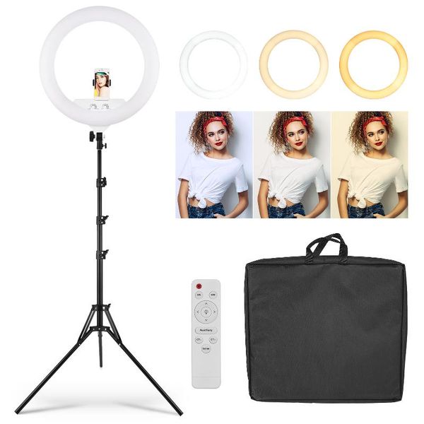 

22" led ring light bi-color 3200k-5500k stepless dimable pgraphy light w/ 2m extendable tripod for live stream selfie makeup