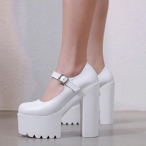 

dress shoes 15cm sandals round-toe high-heeled with a word buckle thick-heeled 2021 spring and summer, Black