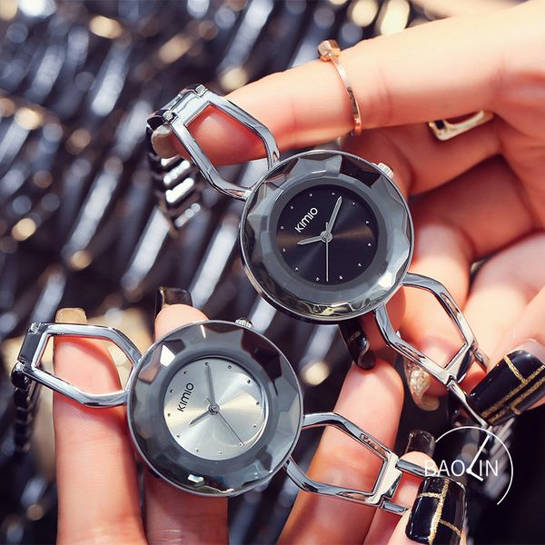 

kimio watch student korean version simple style fashion temperament three-dimensional section bracelet watch female, Slivery;brown