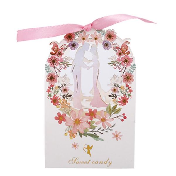 

gift wrap 50pcs box packaging wedding sweet candy bride & groom flower small boxes