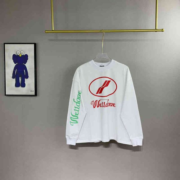 

we11done sweater oversized brand letter printing men women round neck welldone autumn and winter pullover, White;black