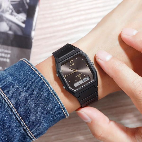 

wristwatches sport watch fashion casual bracelet wrist simple electronic sports multifunction outdoor youth, Slivery;brown