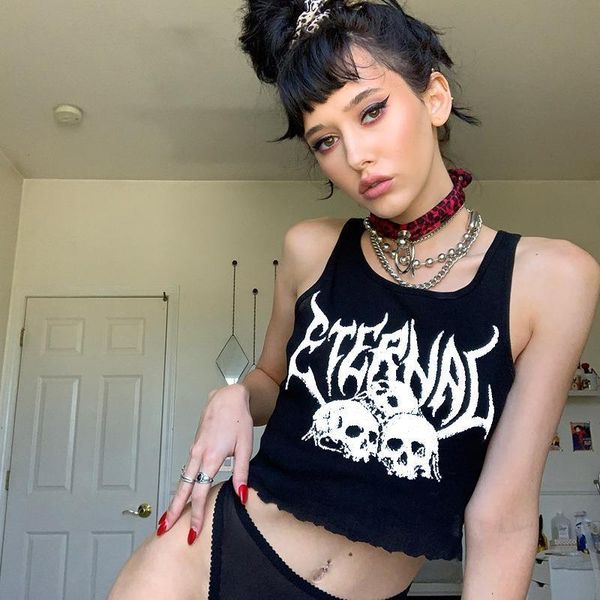 

crop y2k for women brandy melville dollskill halter womens clothing cropped tank white bustier plus size gothic