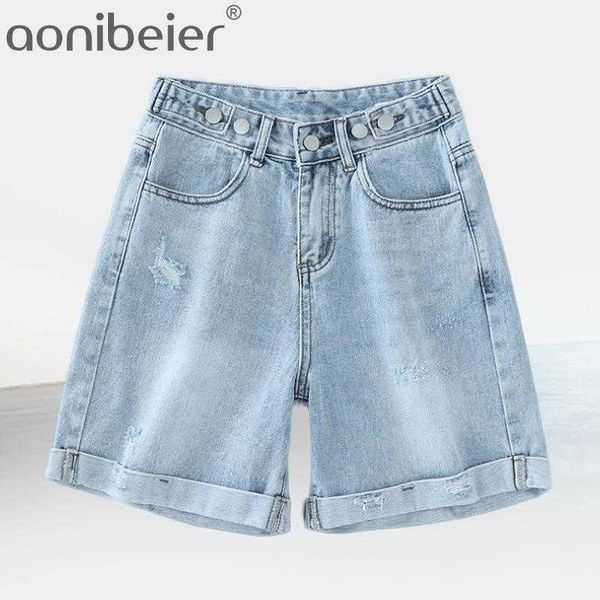 

summer women shorts with high waist button pocket solid denim femme street blue skinny short 210604, White;black