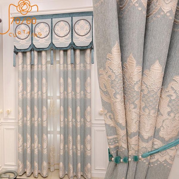 

curtain & drapes high-end european style jacquard chenille thickened blackout curtains for bedroom and living room customized products