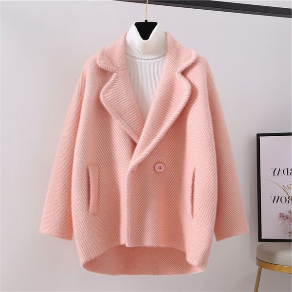 

women's wool & blends fur coat women leopard knitted sweater winter animal print thick long sleeve female fur coat casual fashion, Black