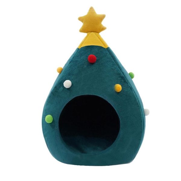 

30# cute cat house half closed christmas warm soft winter pet cat litter nest katzennest weihnachtskatzenstreu christmas