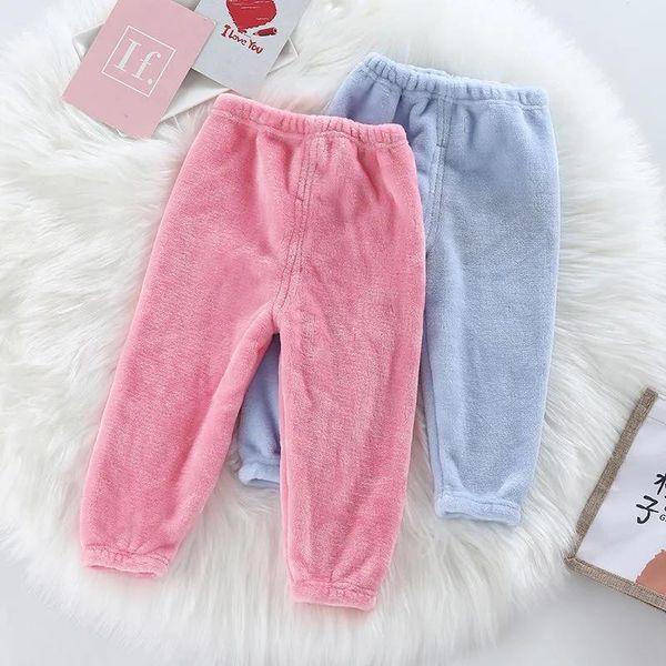 

trousers 2pcs coral fleece warm pants kids girls boys autumn winter casual baby leggings children clothing, Blue
