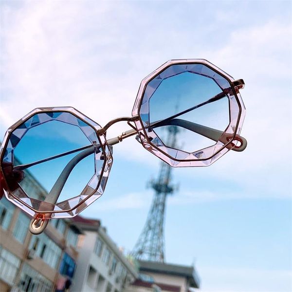 

sunglasses irregular polygon round for women 2021 brand chic flower shape sun glasses female vintage alloy, White;black