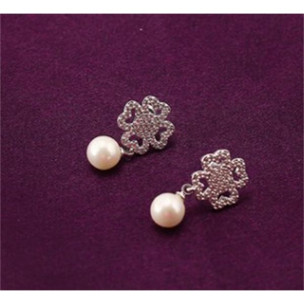 

wonderful low price dimaond crystal zircon shell pearl moble 925 silver lady's earings (26er