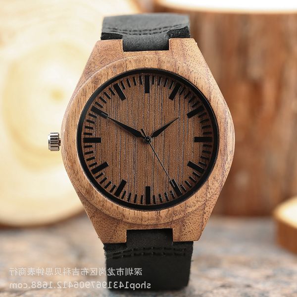 

wooden watch men's fashion quartz, Slivery;brown