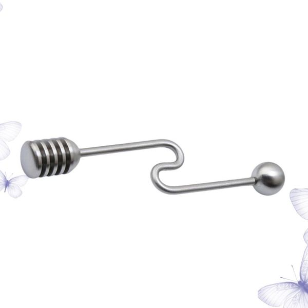 

spoons stainless steel honey spoon curved handle syrup stick stirrer with round bead for pot jar container