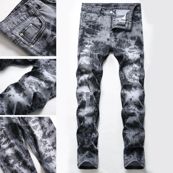 

men's jeans straight korean style trend wild washed cotton large size trousers summer loose, Blue