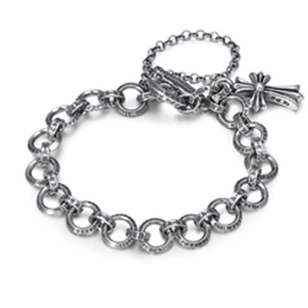 

925 sterling silver round link chain bracelets 9mm american european antique handmade vintage designer luxury jewelry accessories gifts, Black