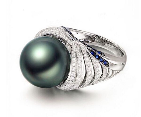 

fashion up-market 2pcs/lots low price 925 silver diamond crystal pearl women's ring sz 6-10m