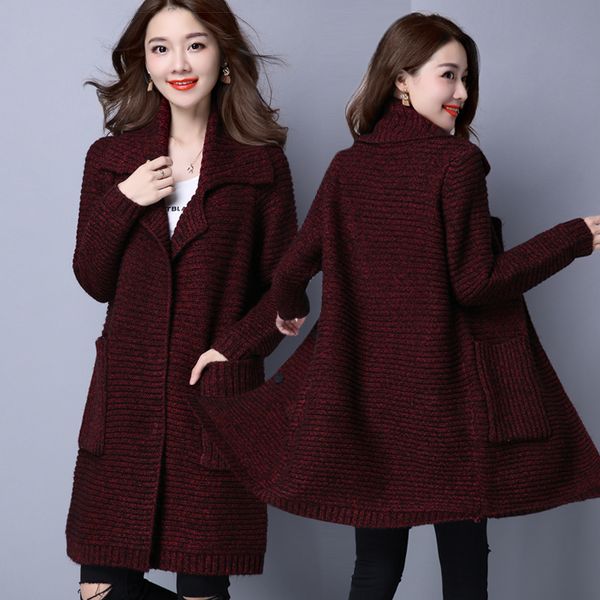 

cardigan thick section of women autumn new knitting big size women's sweater z7i5, White;black