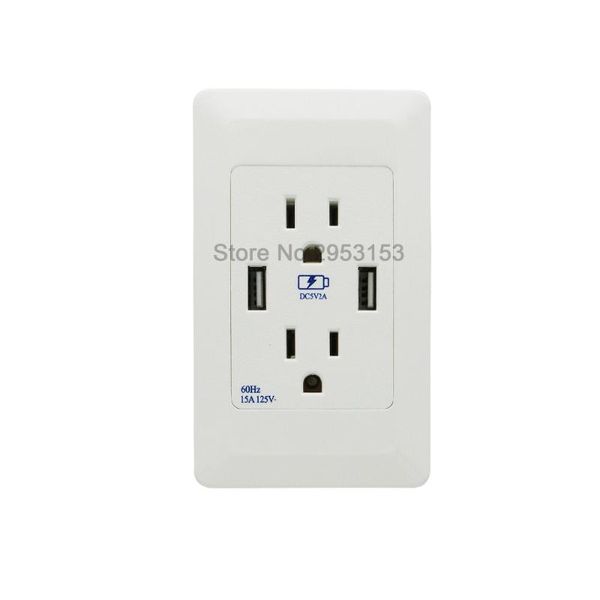 

smart power plugs 15a american standard 2 usb socket white panel dropproof explosion-proof leakproof charging