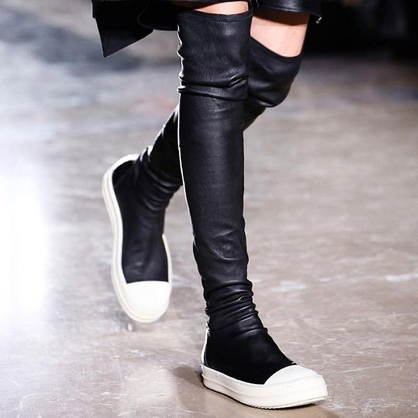 

boots women over the knee soft leather black thigh high 9#20/10e50
