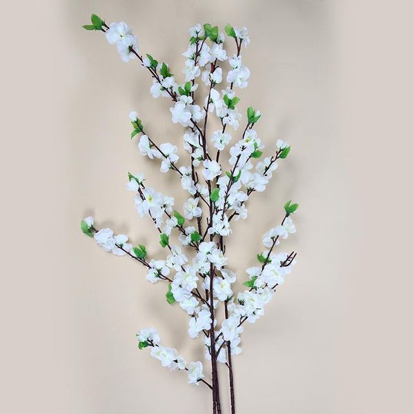 

xuanxiaotong 5pcs 120cm white long plum blossom artificial flowers branches for wedding party decoration winter home decor