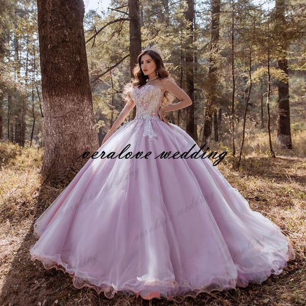 Vestidos de Fiesta Lavander Quinceanera Платья выпускного вечера 2021 Милая Бальное платье Tulle Party Sweet 15 платье Anos Bridal Boutique