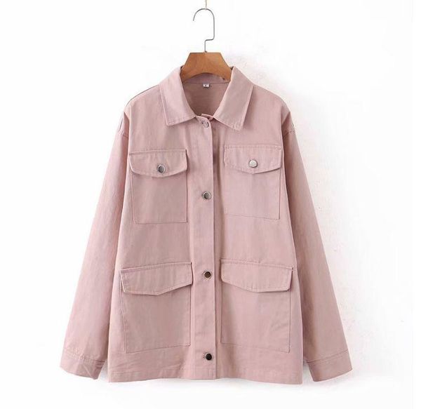 

women's jackets hcbless 2021 autumn large pocket tooling jacket wild, Black;brown