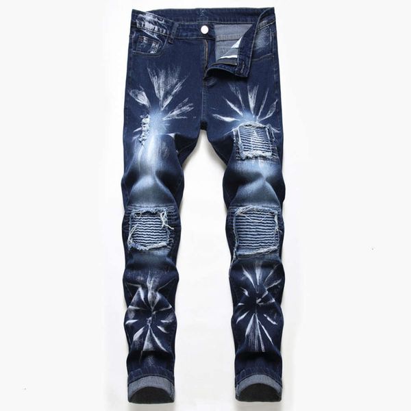 

2021 spring and autumn jeans men's used straight pants, Blue
