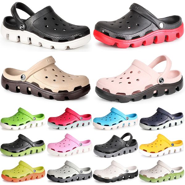 Sapatos de furo de moda Mulheres Verão Casa Chinelos Candy Cor Jardim Drifting Sandálias Big-Toed Sandálias 2021 New Beach Respirável Nove Casal Men Plus Size