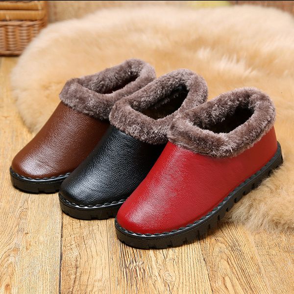 

woman winter dwaterproof water plus 45-size couple snowboots women anti-slip bottom shoes keep warm mother boots casual jemu, Black