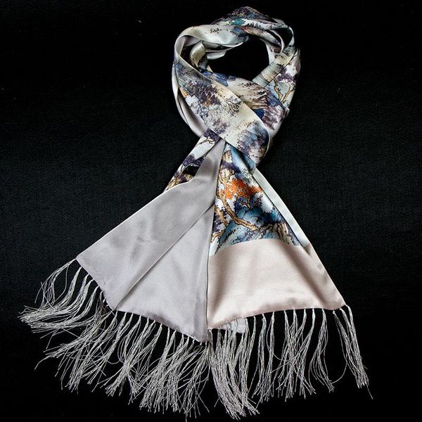 

scarves 100% pure silk scarf wholesale shawl for women luxury female natural wrap women's long hijab bulk supply pashmina, Blue;gray