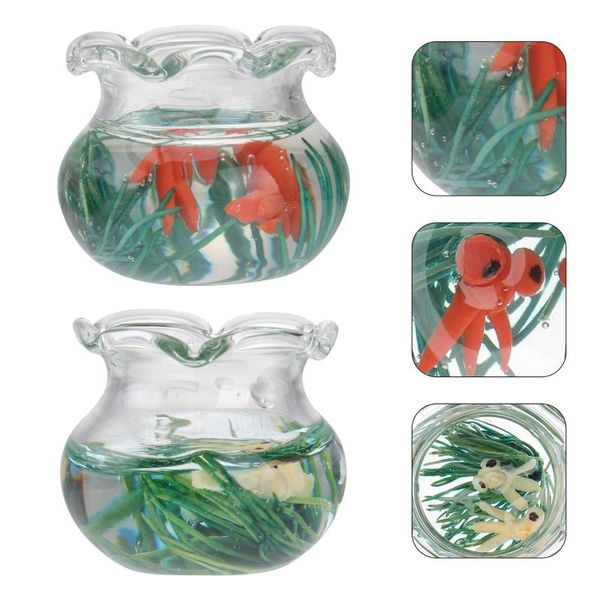 

aquariums 2 pcs mini goldfish tank decor house ornament micro landscape