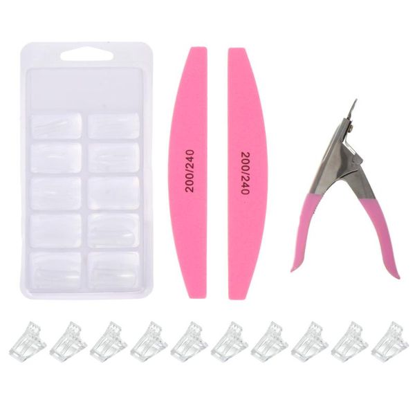 

nail art kits 100 fake nails manicure tools with 10 tip clips 1 clipper 2 files