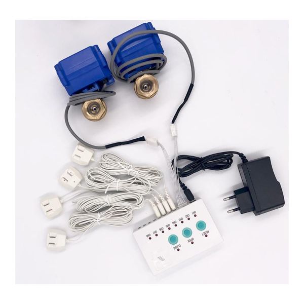 

smart home sensor dn15*2pcs valves and 4pcs water cables leakage detector control unit for overflow detecting