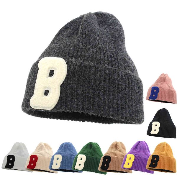 

letter knitted hat winter new wool large head circumference warm cover cold female wardrobe accessories, Blue;gray