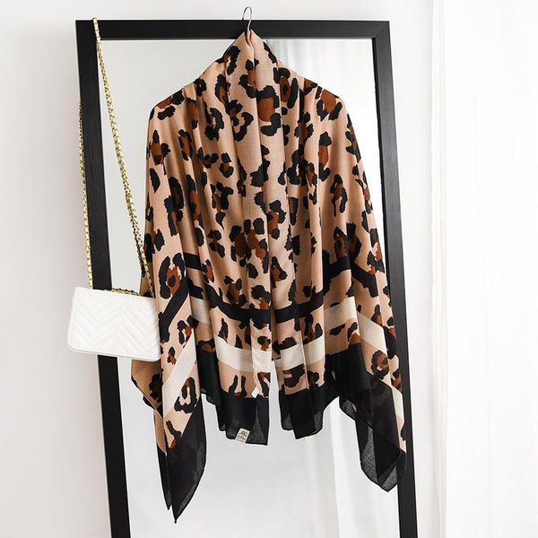 

scarves leopard print women cotton scarf warm beach shawls foulard pashmina hijab for lady 2021 fashion, Blue;gray