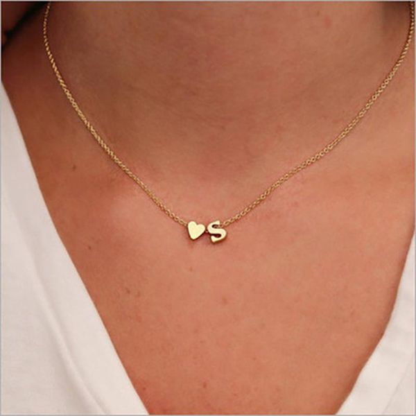 

chains initial name necklace for women fashion tiny dainty gold silver letter simple and thin small heart pendant choker y2k jewelry