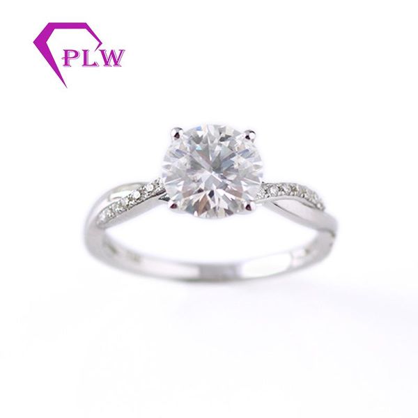 

cluster rings provence jewelry 14k white gold 1ct 6.5mm 1mm 0.8mm d color moissanite diamond solitaire ring engagement for women wedding, Golden;silver