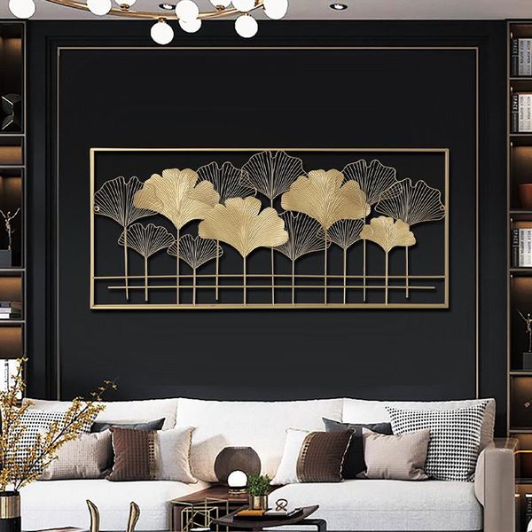 

new chinese style ginkgo biloba hanging living room wall decoration creative three-dimensional iron decorative pendant